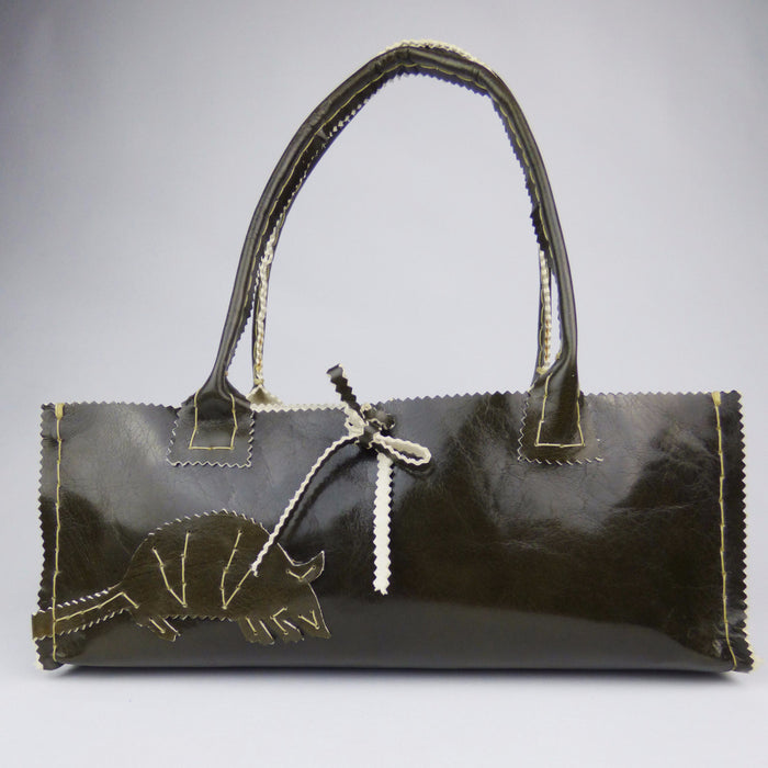 Ranger Green Handsewn Custom Leather Night Out Hangbag with Armadillos