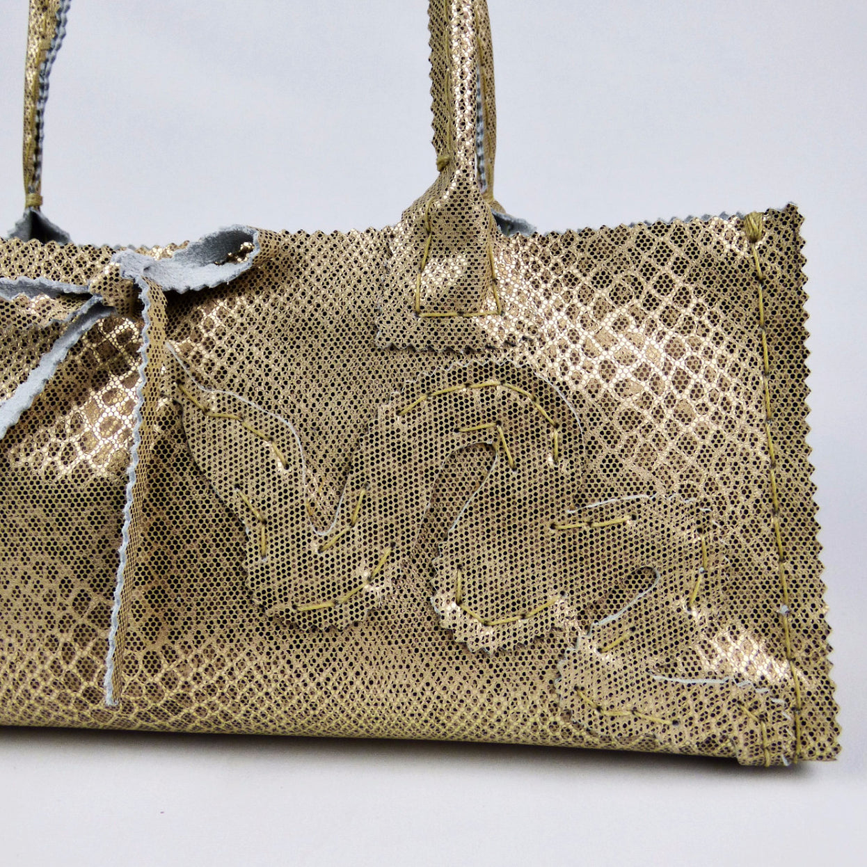 Gold and Brown Reptile Print Leather Night Out Tote with Snake– LPDstudios