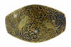 Etched Bird Motif Red Brass Oval Belt Buckle with Brindle Fur Leather